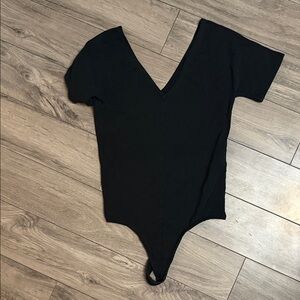 All Saints Black V-Neck Bodysuit